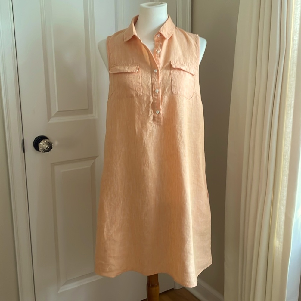 J. McLaughlin - Linen Sleeveless Shirtdress - Orange - Size M
